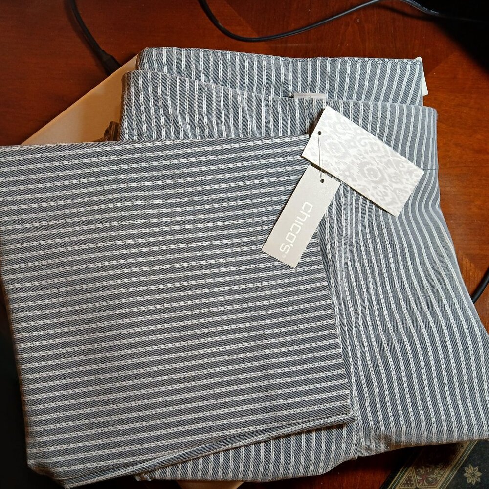 NWT - CHICOS Brigitte So Slimming Stripe Blue Pants - Picture 16 of 16
